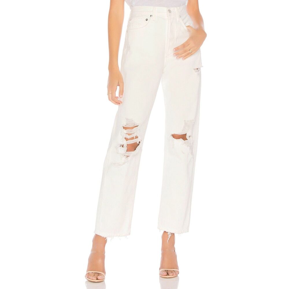 AGOLDE 90s Fit White Ripped Jeans Size 25